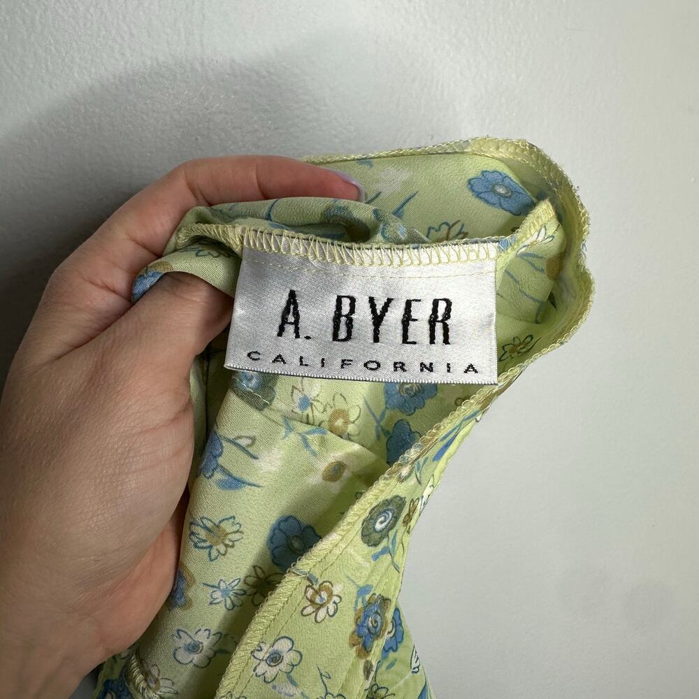 A. Byer Floral‎ Skort Women Size 7 Lime Green EUC Vintage 90s Style Mini Skirt - Picture 5 of 7